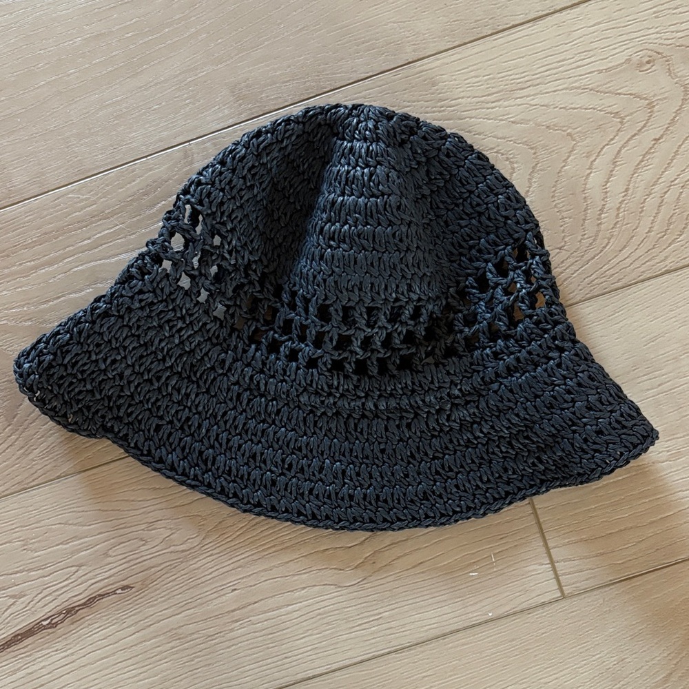 Black Crochet Bucket Hat